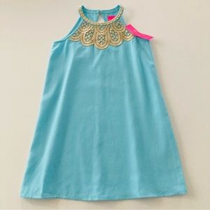 Lilly Pulitzer Girls 12 Mini Pearl Shift Bali Blue Dress